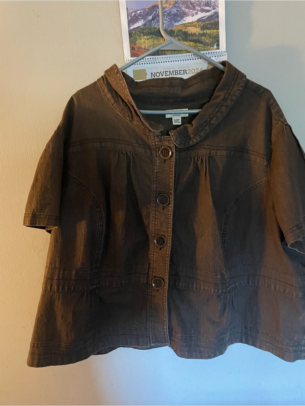 Women’s Short-Sleeve Button Front Jean Jacket